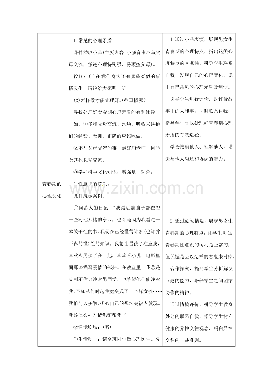 七年级生物下册 第四单元 第一章 第三节 青春期授课典案 （新版）新人教版-（新版）新人教版初中七年级下册生物教案.doc_第3页