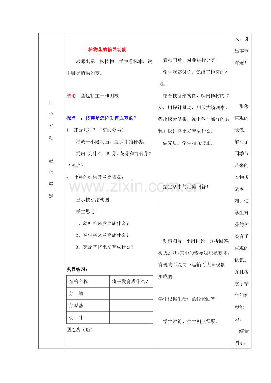 七年级生物上册 5.4 植物茎的输导功能教案 苏教版.doc_第3页