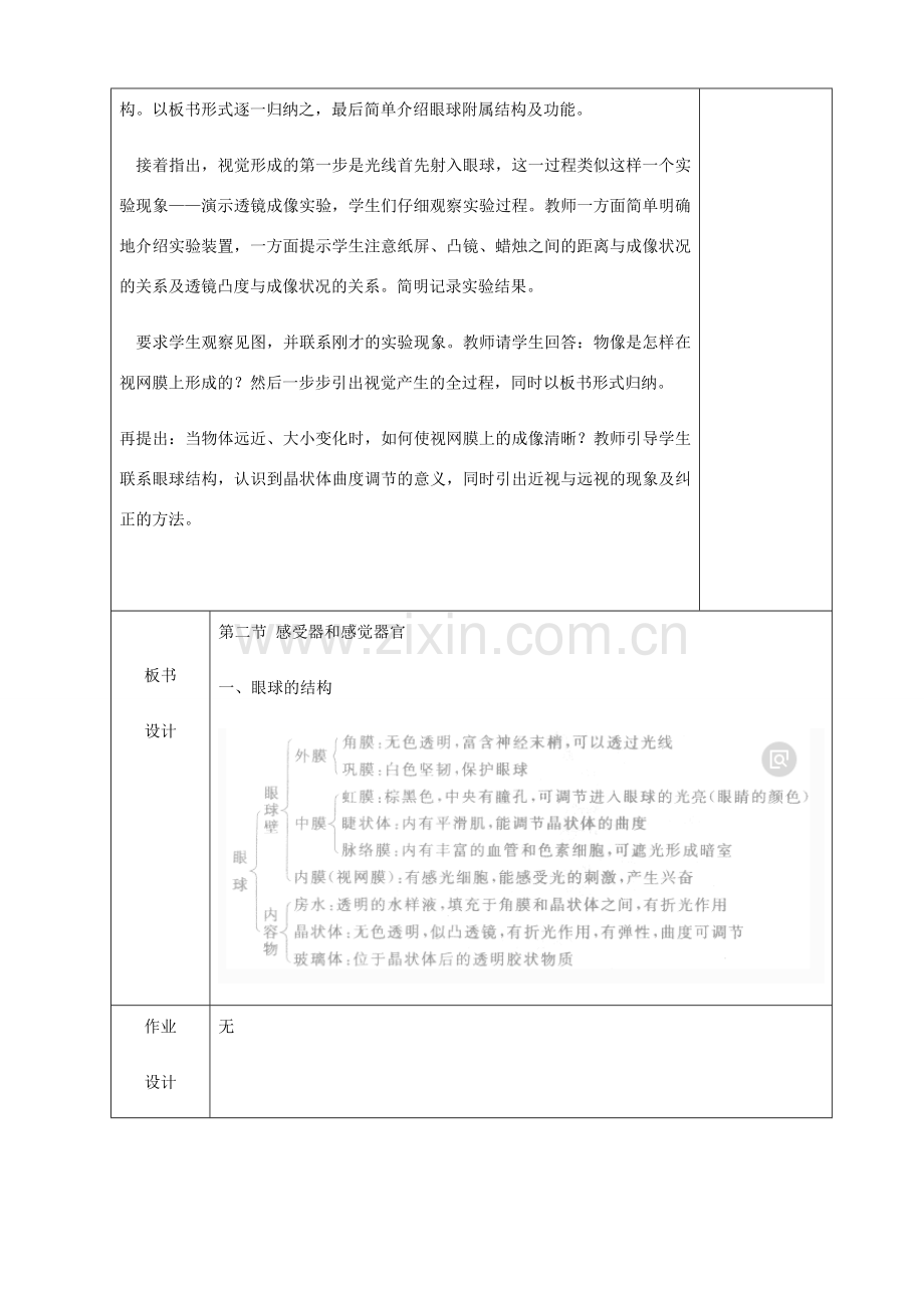 贵州省纳雍县七年级生物下册 第十二章 第2节感受器和感觉器官教案 （新版）北师大版-（新版）北师大版初中七年级下册生物教案.doc_第2页