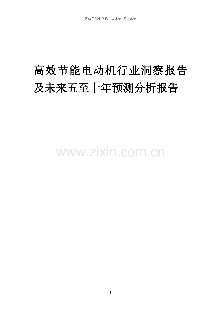 2023年高效节能电动机行业洞察报告及未来五至十年预测分析报告.docx_第1页