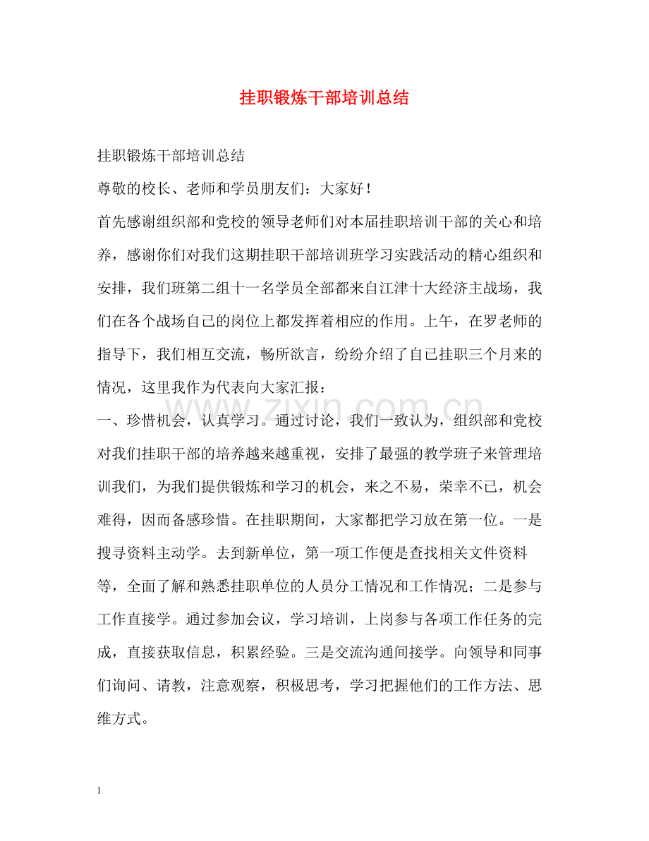 挂职锻炼干部培训总结.docx_第1页