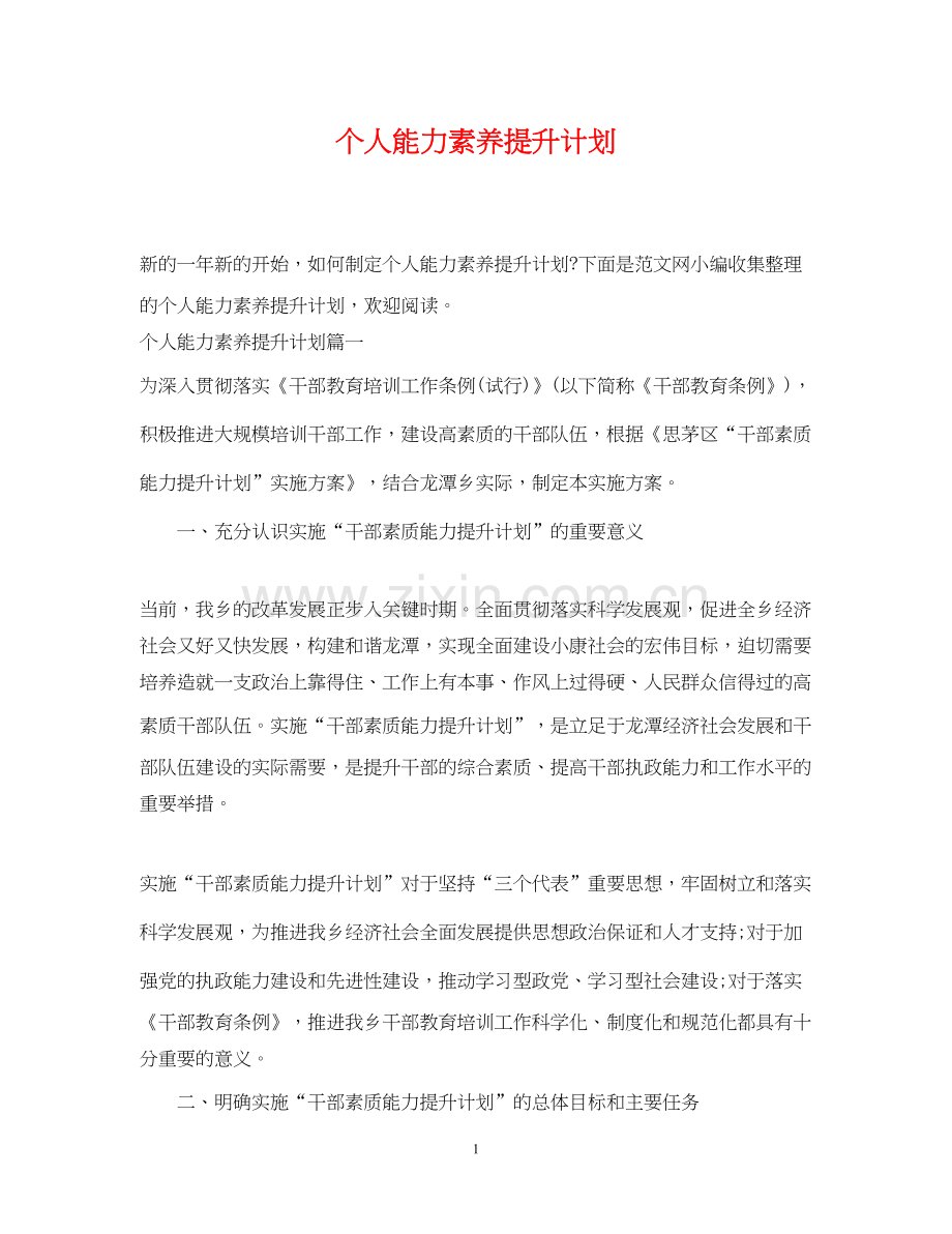 个人能力素养提升计划.docx_第1页