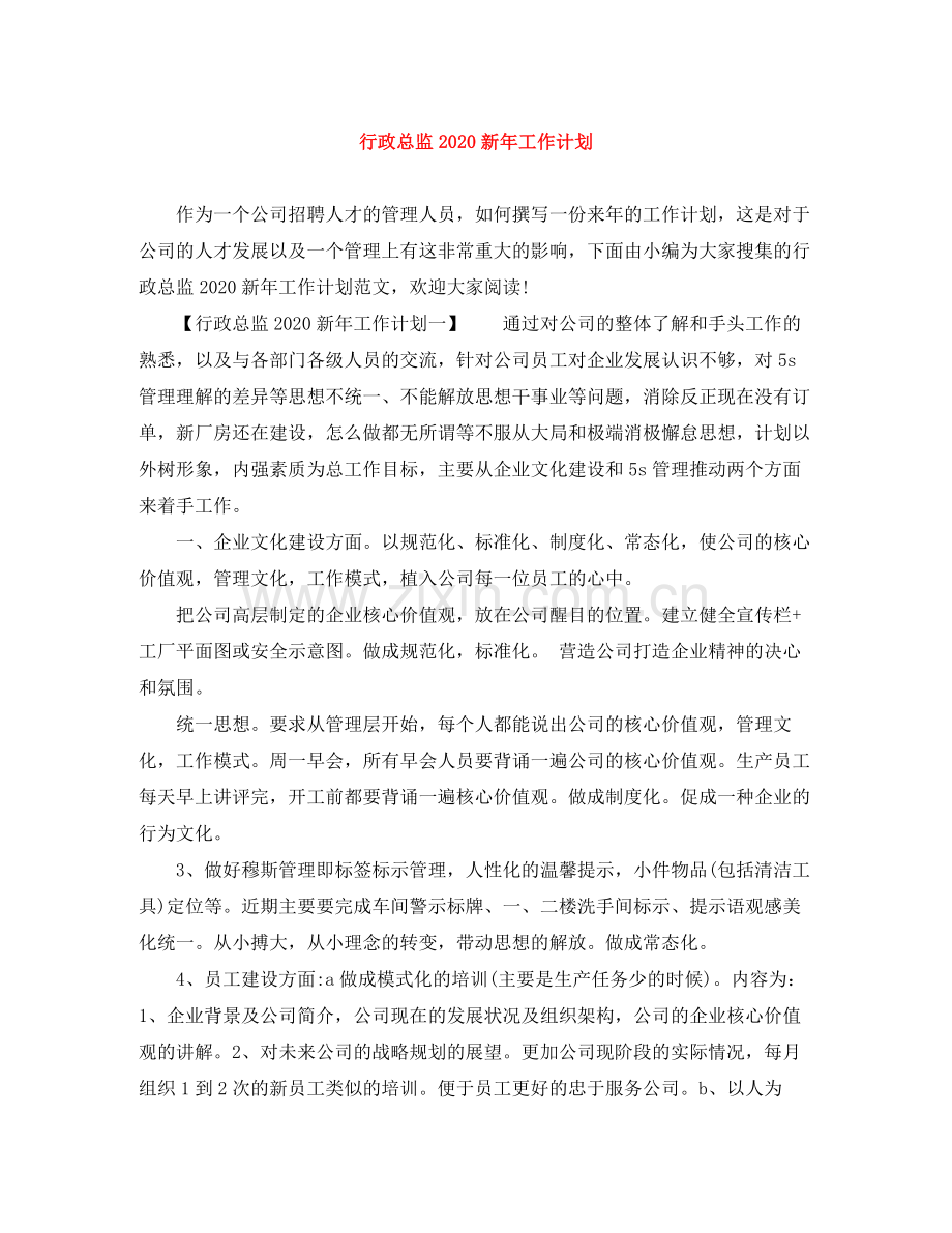 行政总监新年工作计划 .docx_第1页