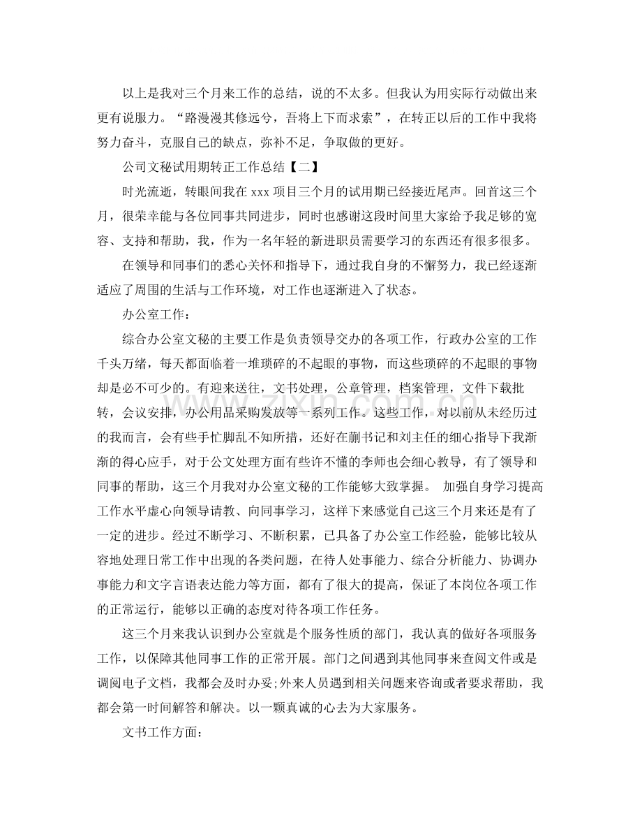 公司文秘试用期转正工作总结.docx_第3页