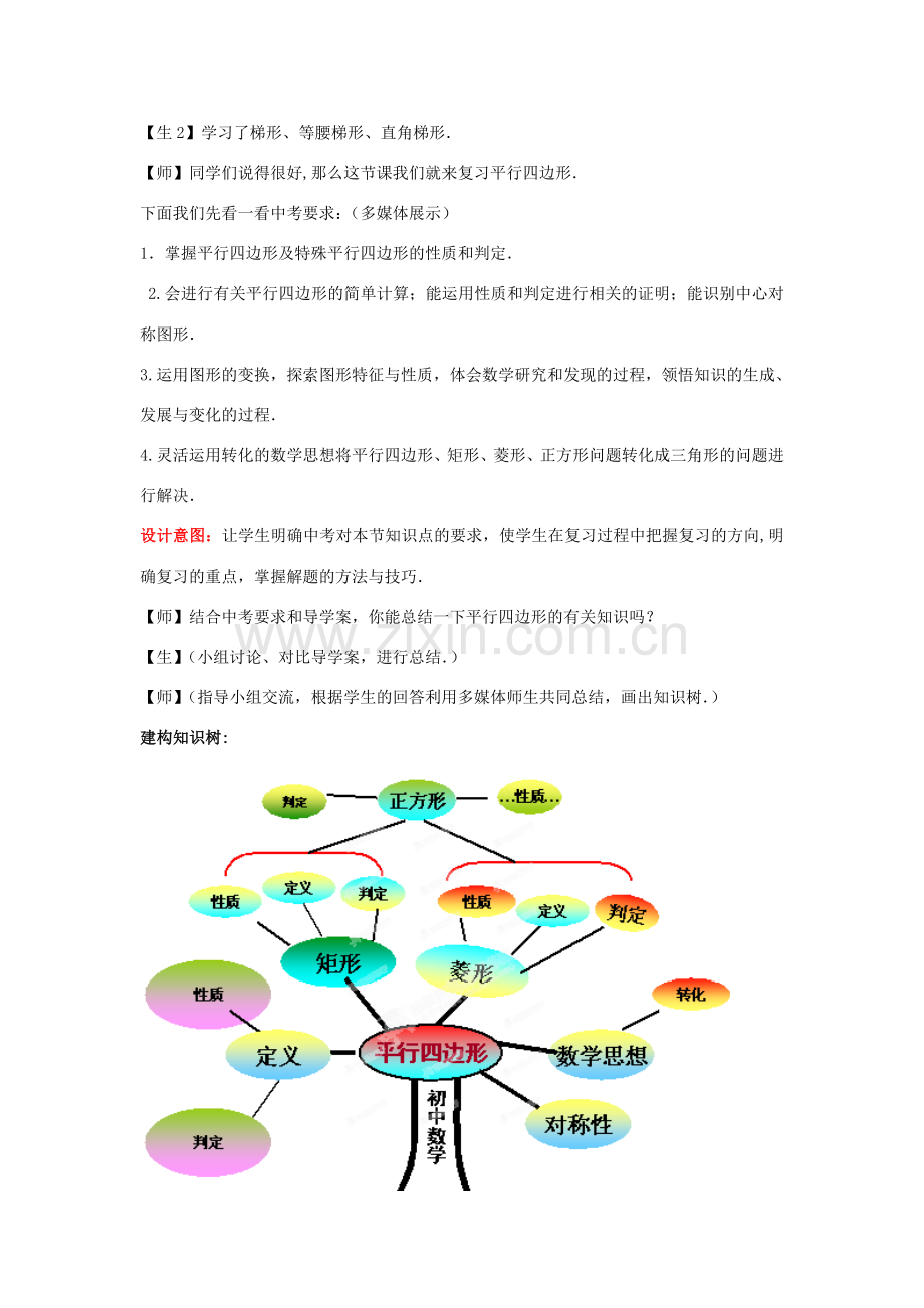 山东省枣庄市峄城区吴林街道中学九年级数学下册 5.6 平行四边形复习教案 北师大版.doc_第2页