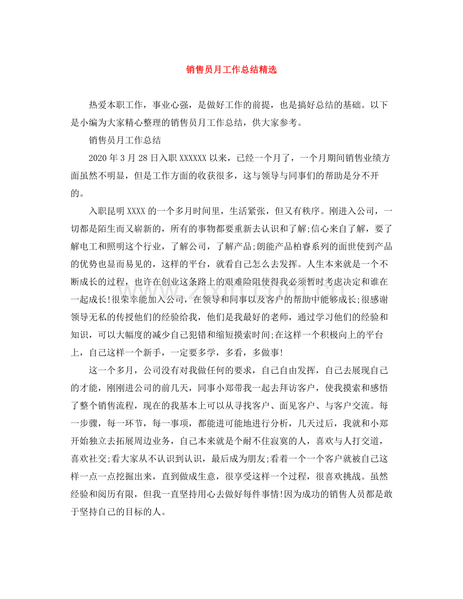 销售员月工作总结.docx_第1页