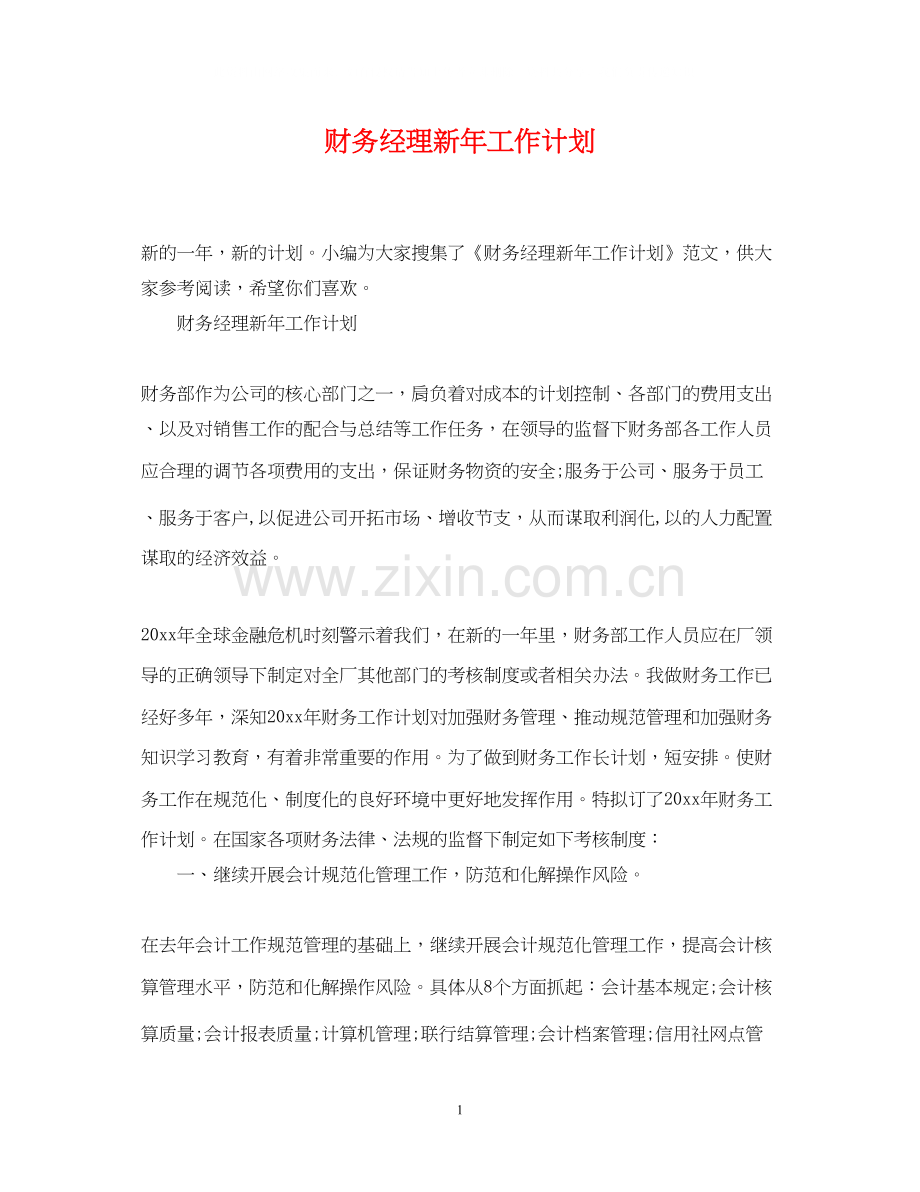 财务经理新年工作计划.docx_第1页