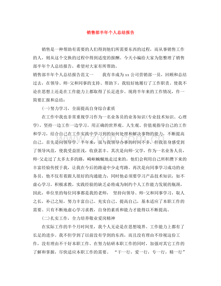 销售部半年个人总结报告.docx_第1页