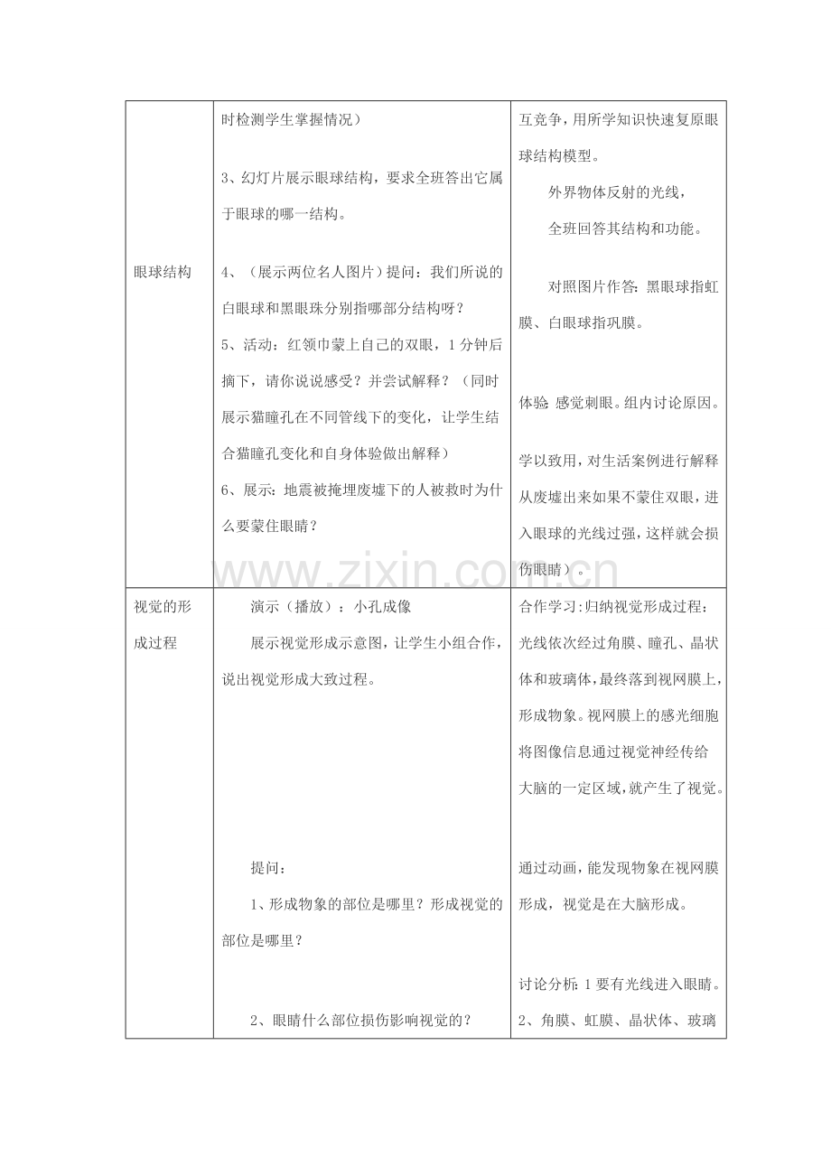 七年级生物下册 6.1 人体对外界环境的感知—眼和视觉公开课教学设计 新人教版-新人教版初中七年级下册生物教案.doc_第2页