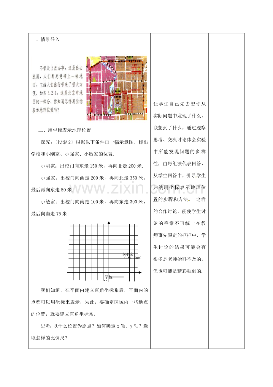 七年级数学下册 7.2.1 用坐标表示地理位置教案1 （新版）新人教版-（新版）新人教版初中七年级下册数学教案.doc_第2页