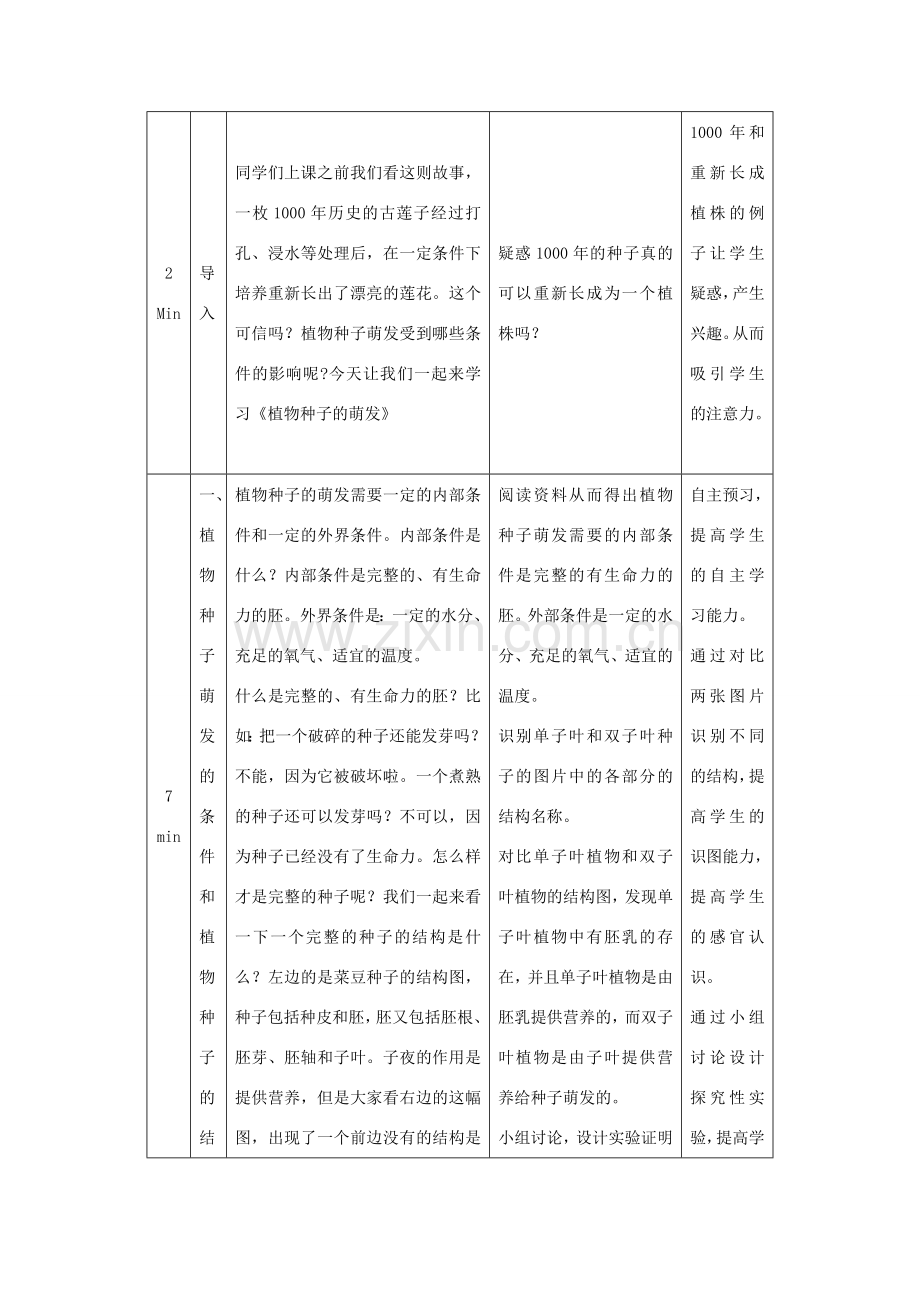 七年级生物上册 5.1 植物种子的萌发教学设计 （新版）苏教版-（新版）苏教版初中七年级上册生物教案.doc_第2页