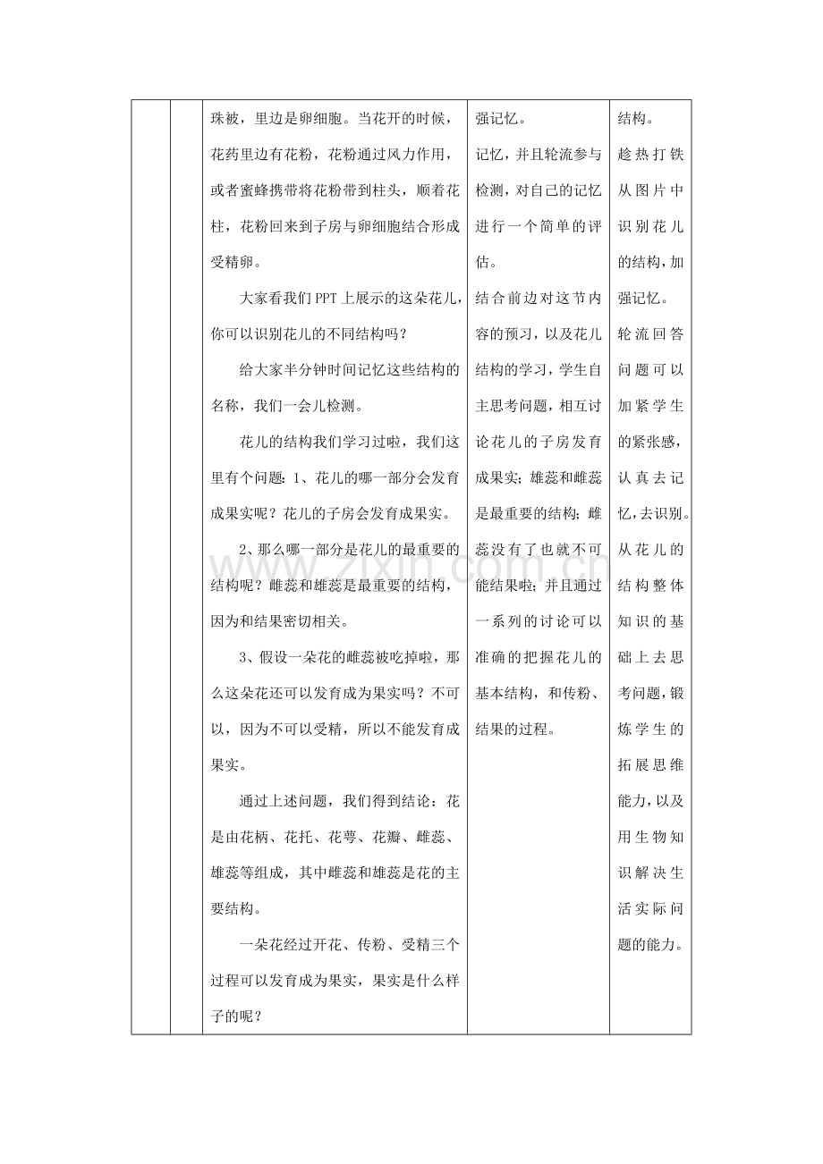 七年级生物上册 第三单元 第五节 植物的开花与结果教学设计 苏教版-苏教版初中七年级上册生物教案.doc_第3页