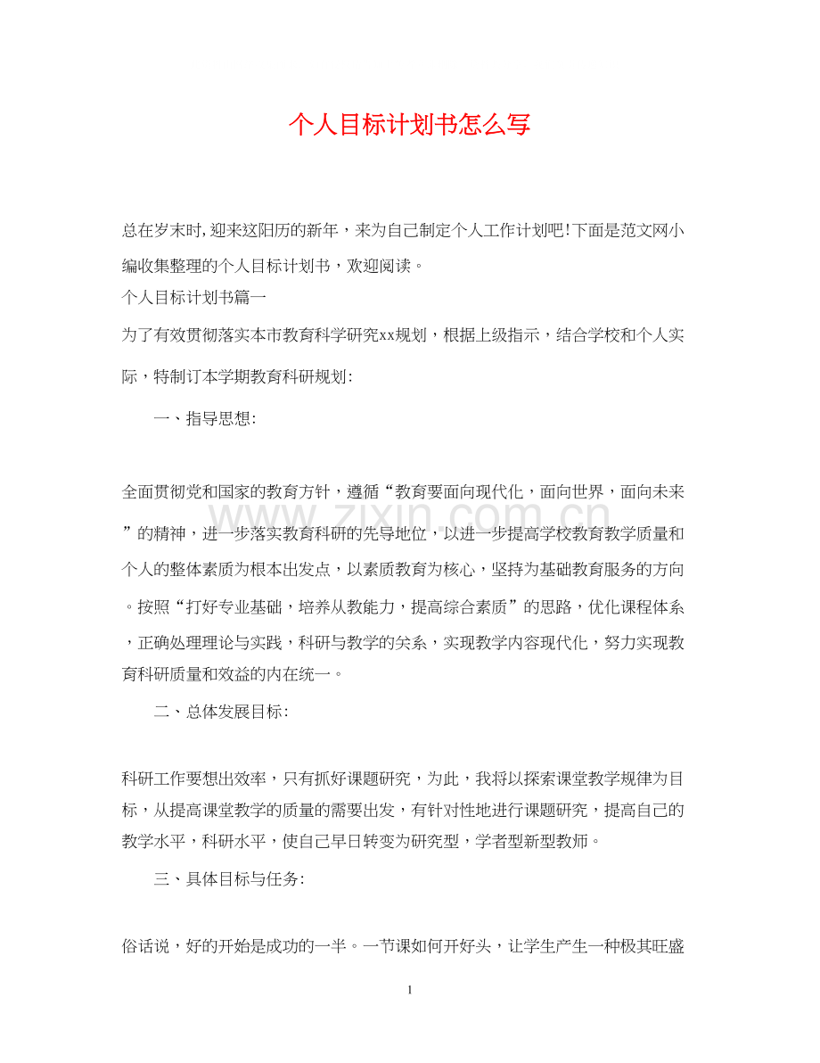 个人目标计划书怎么写.docx_第1页