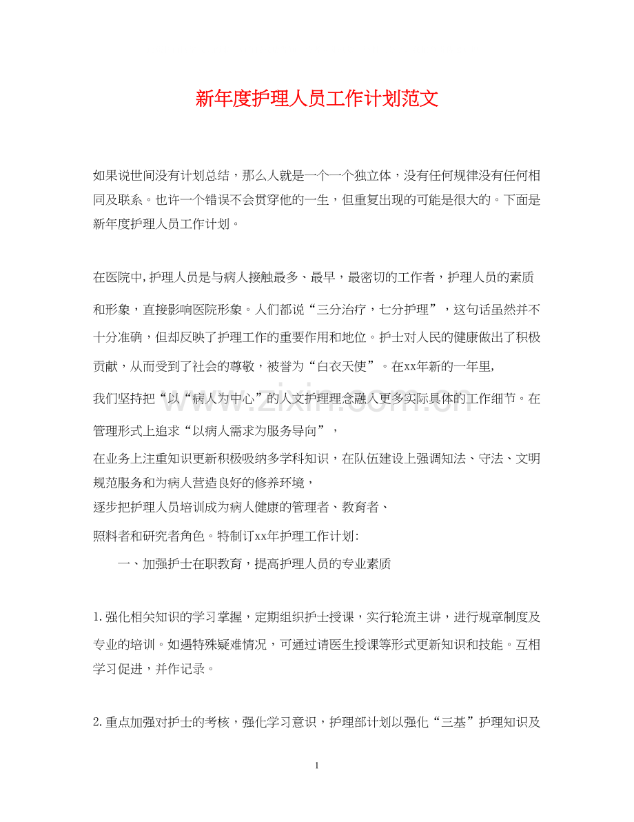 新年度护理人员工作计划范文.docx_第1页