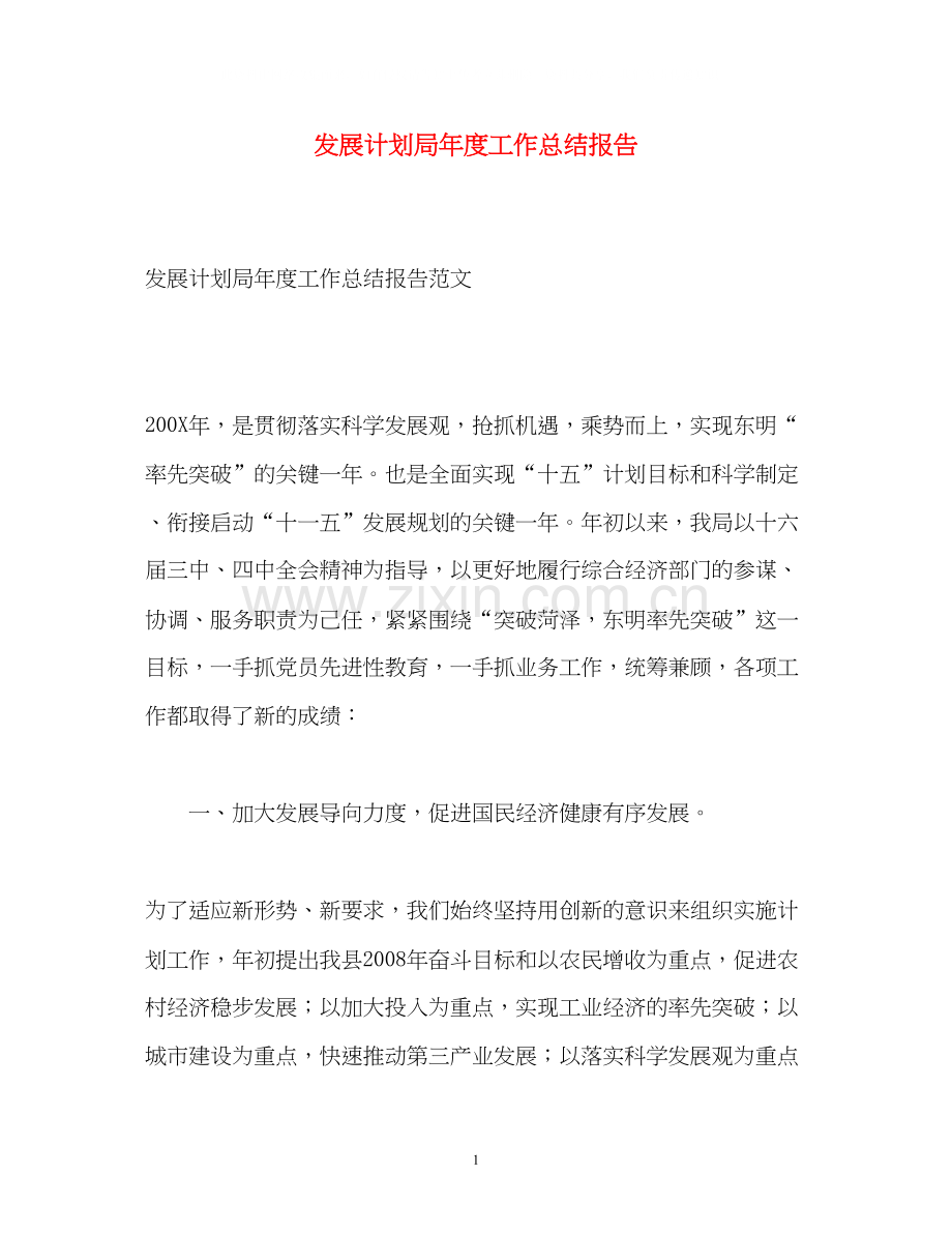 发展计划局年度工作总结报告.docx_第1页