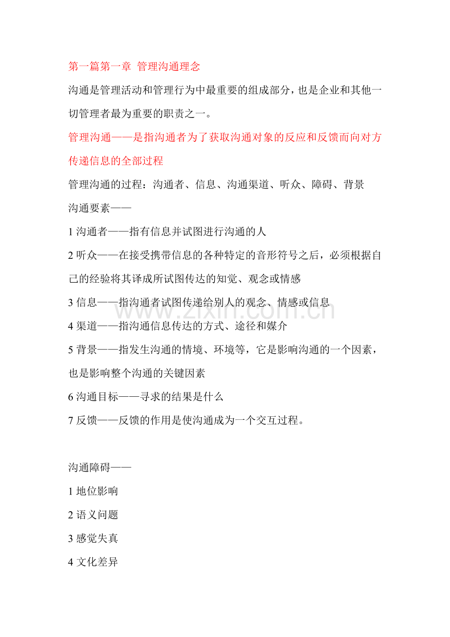 管理沟通复习资料(张莉主编).doc_第1页