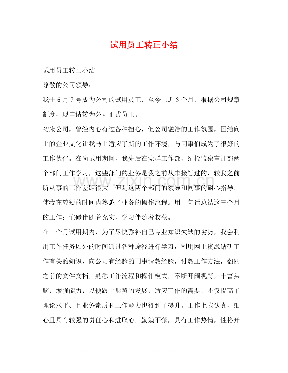 试用员工转正小结.docx_第1页