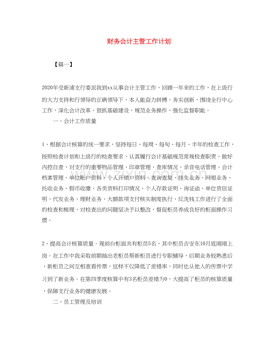 财务会计主管工作计划.docx_第1页