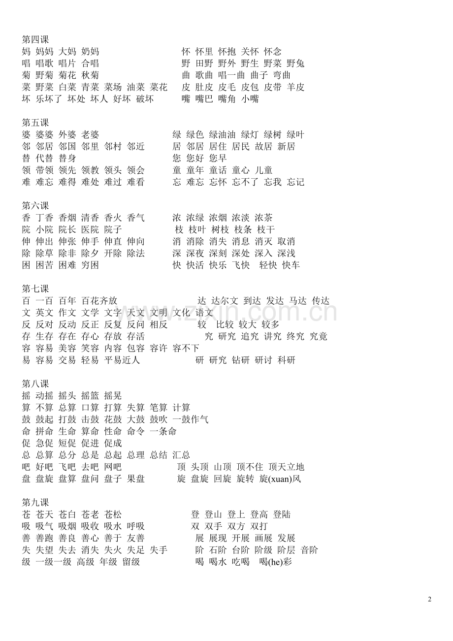 苏教版二年级上册语文生字扩词.doc_第2页