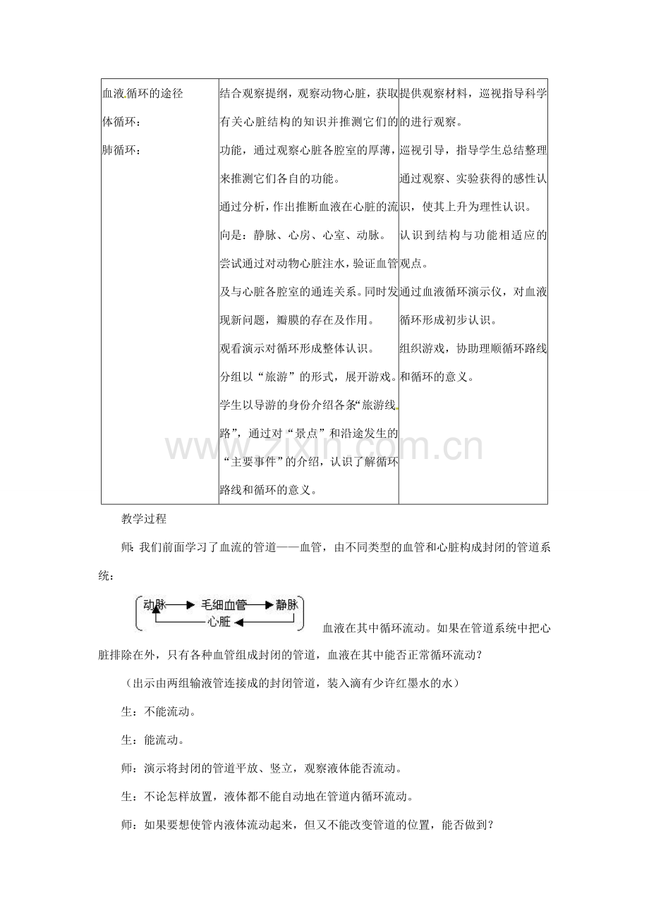 七年级生物下册 第四单元 第四章 第三节 输送血液的泵——心脏教案1 （新版）新人教版-（新版）新人教版初中七年级下册生物教案.doc_第2页