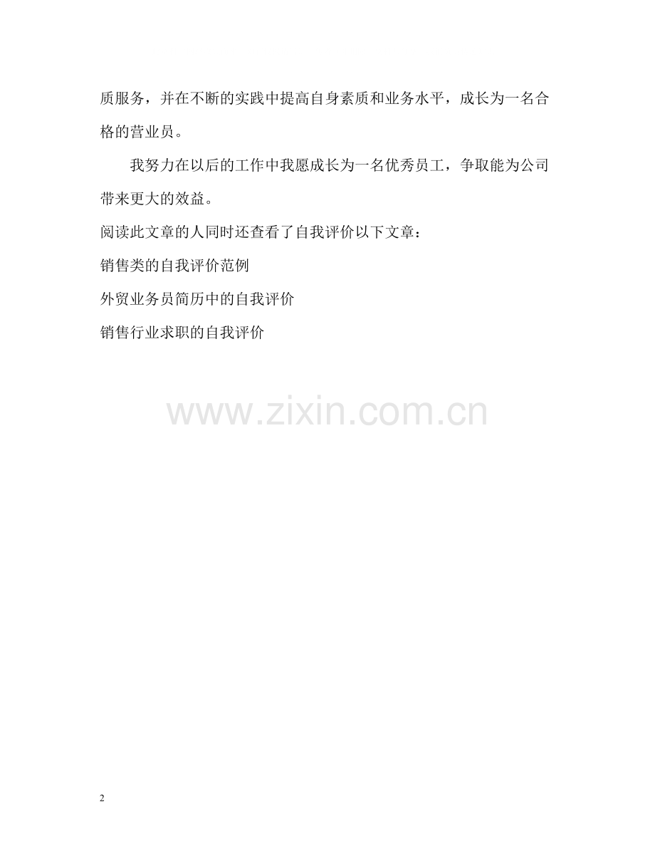 公司营业员的工作自我评价.docx_第2页