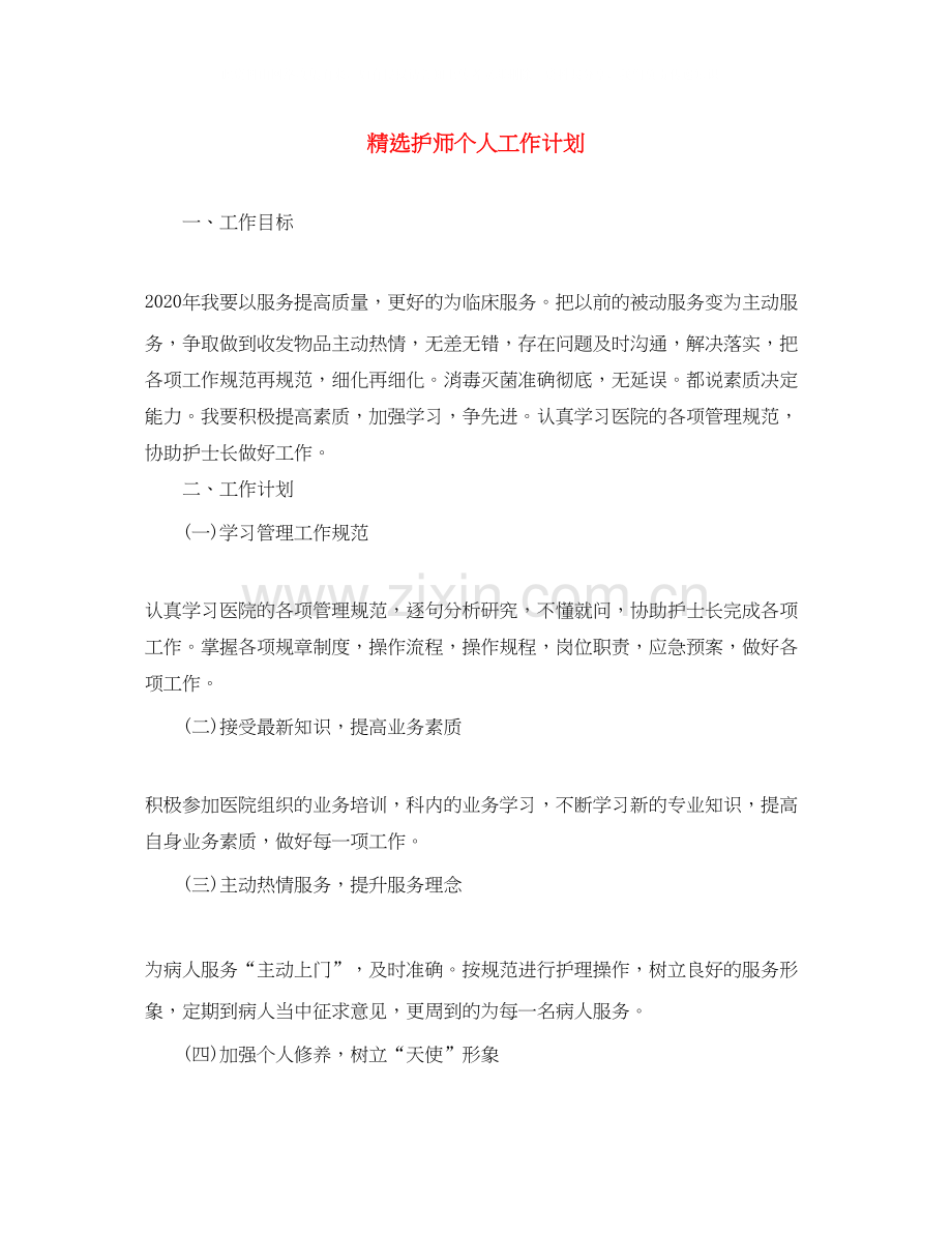 护师个人工作计划.docx_第1页