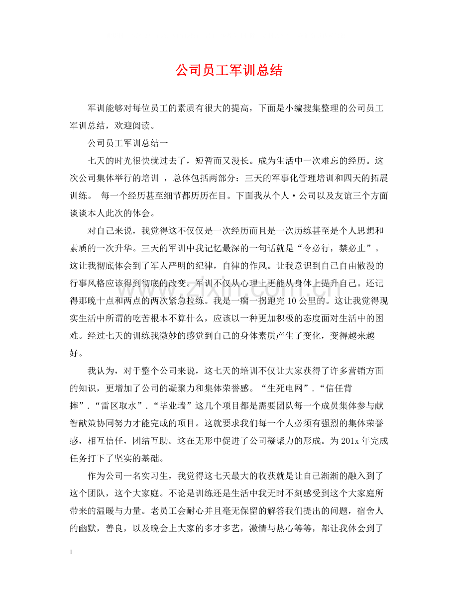 公司员工军训总结.docx_第1页