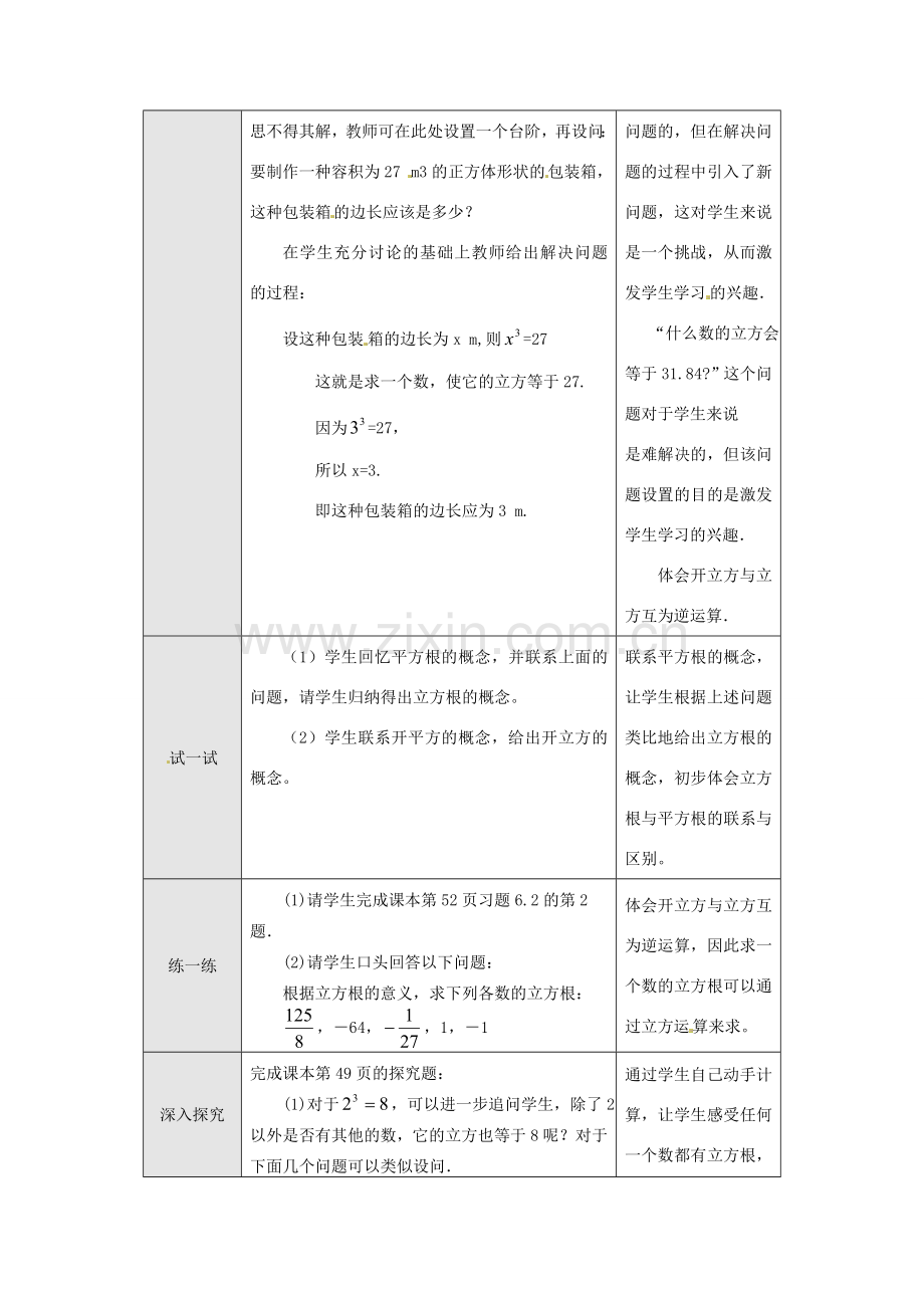 七年级数学下册 6.2 立方根教案1 （新版）新人教版-（新版）新人教版初中七年级下册数学教案.doc_第2页