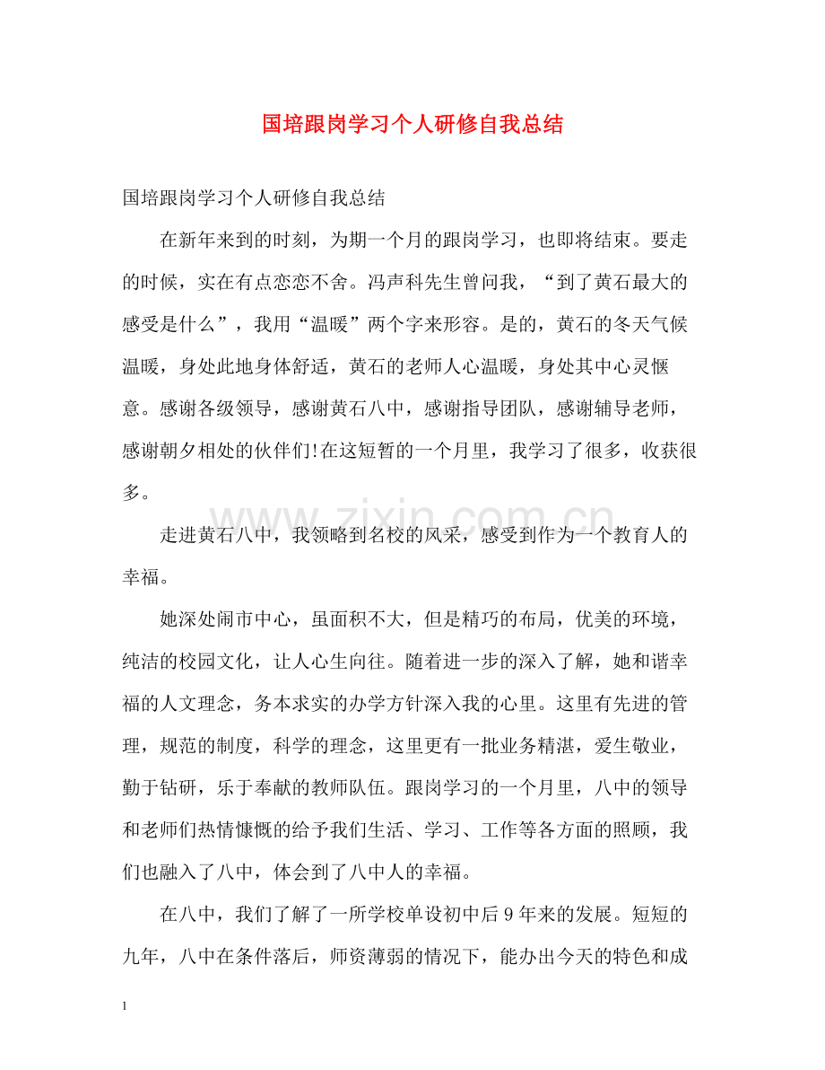 国培跟岗学习个人研修自我总结.docx_第1页