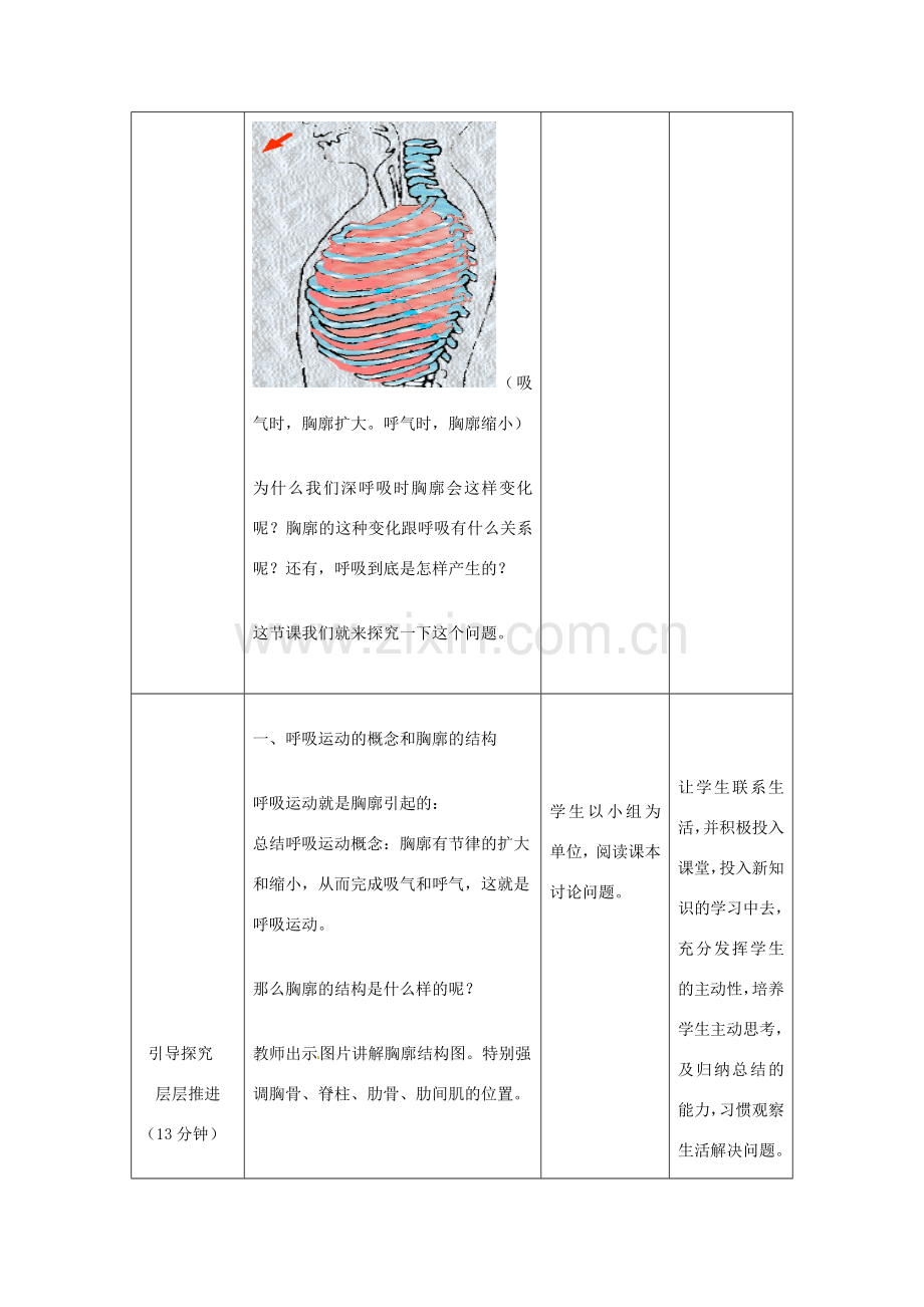 七年级生物下册 第3单元 第2章 第1节 人体与外界的气体交换（模拟呼吸运动）教案 （新版）济南版.doc_第3页