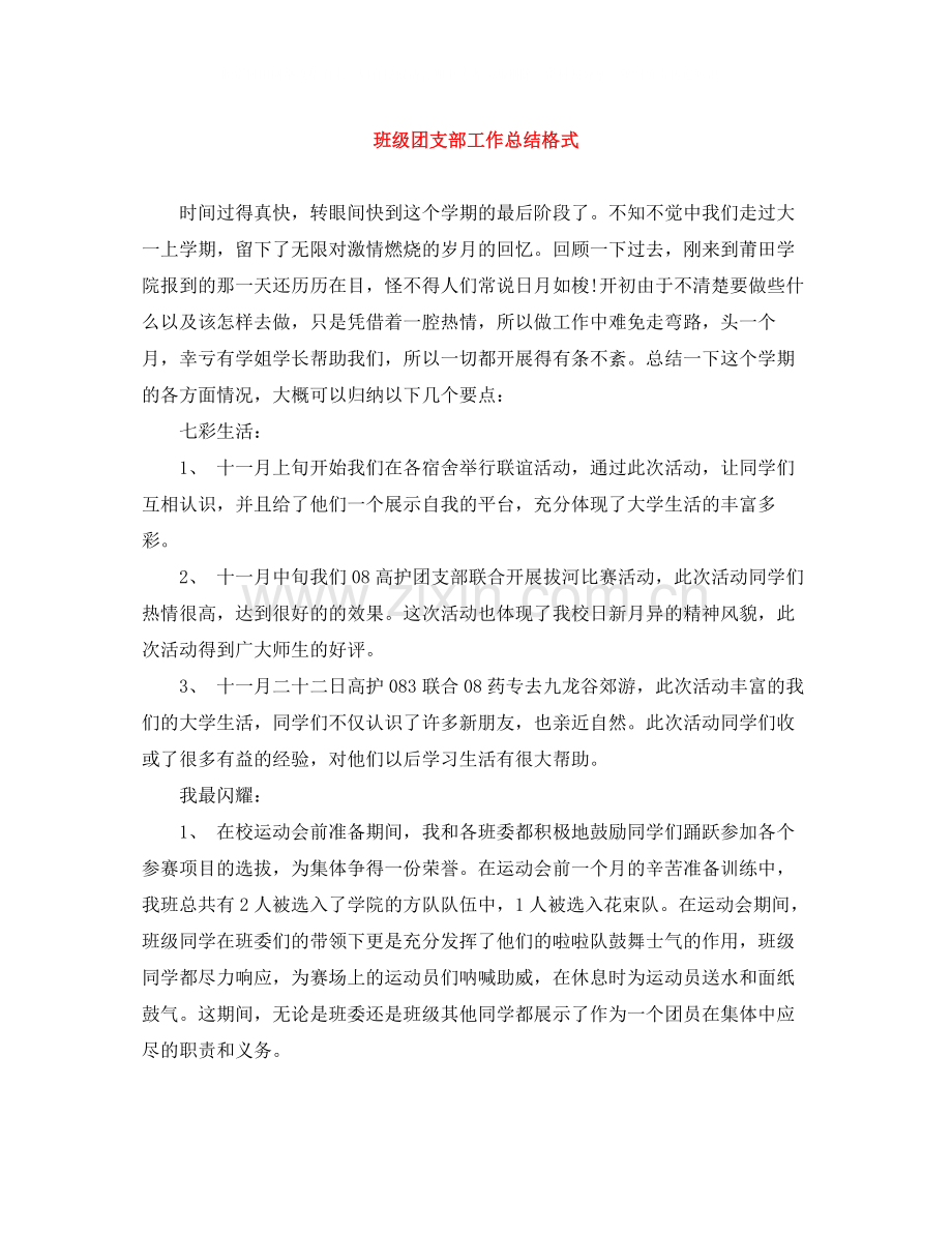 班级团支部工作总结格式.docx_第1页