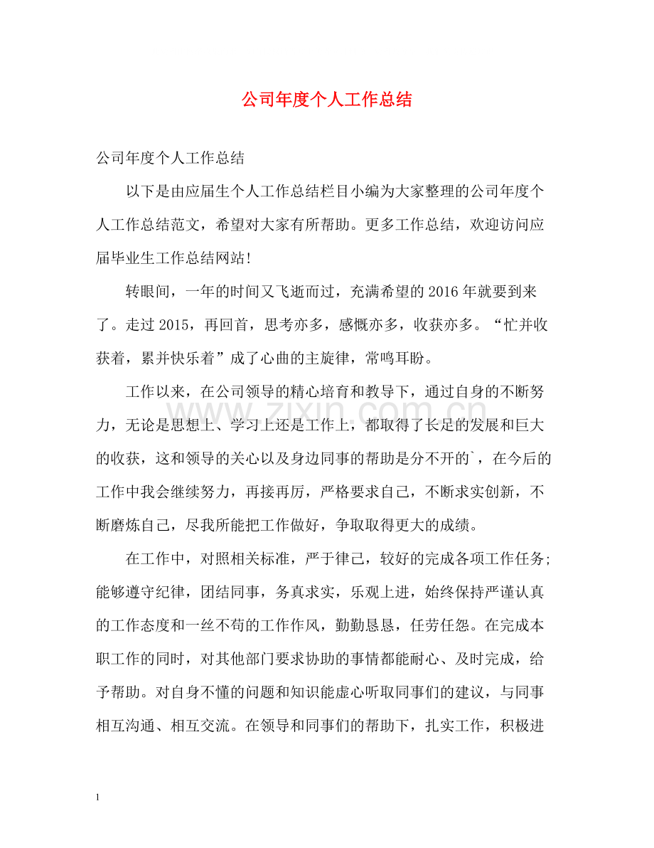 公司年度个人工作总结.docx_第1页