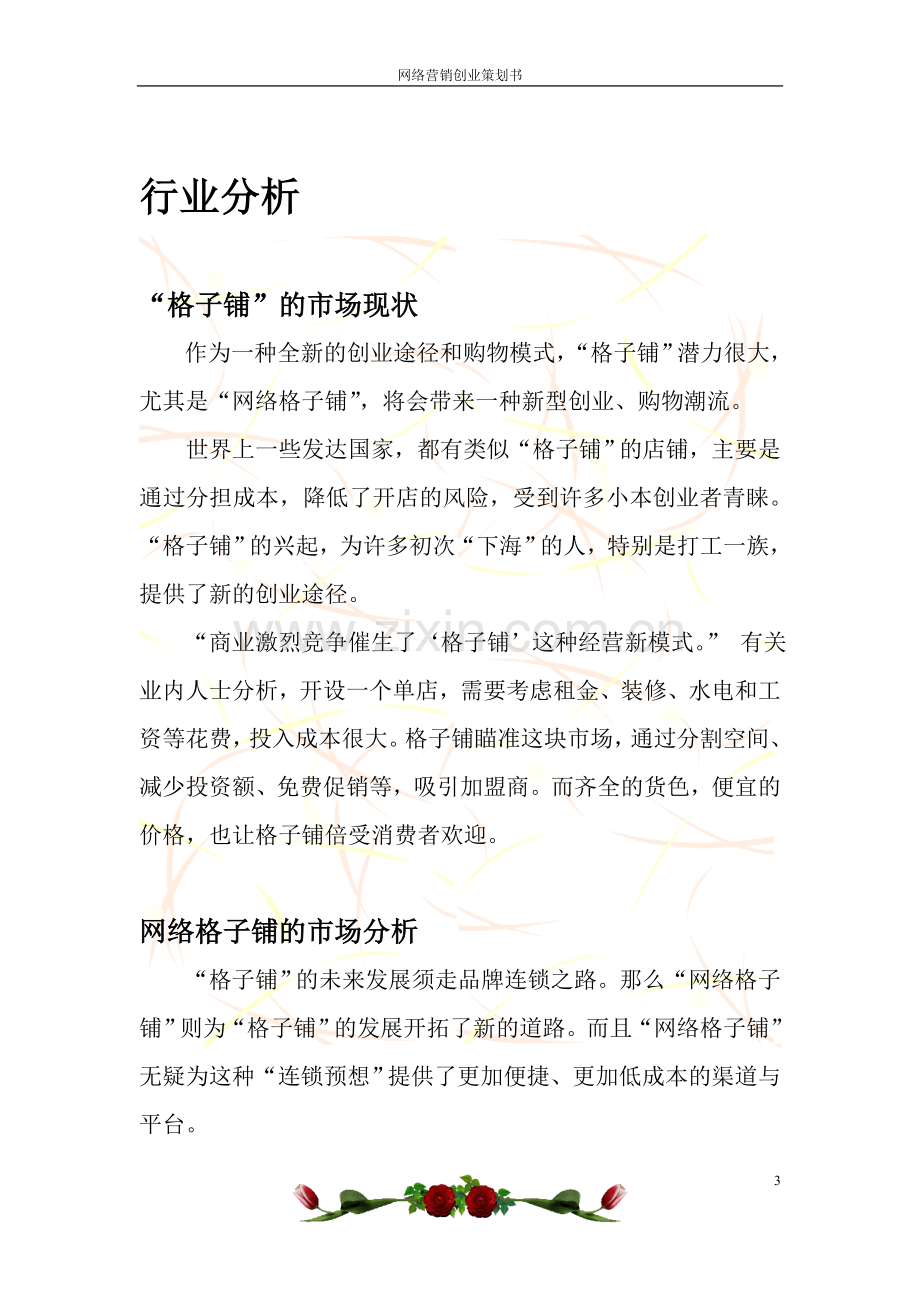 网上格子铺创业策划书大学毕设论文.doc_第3页