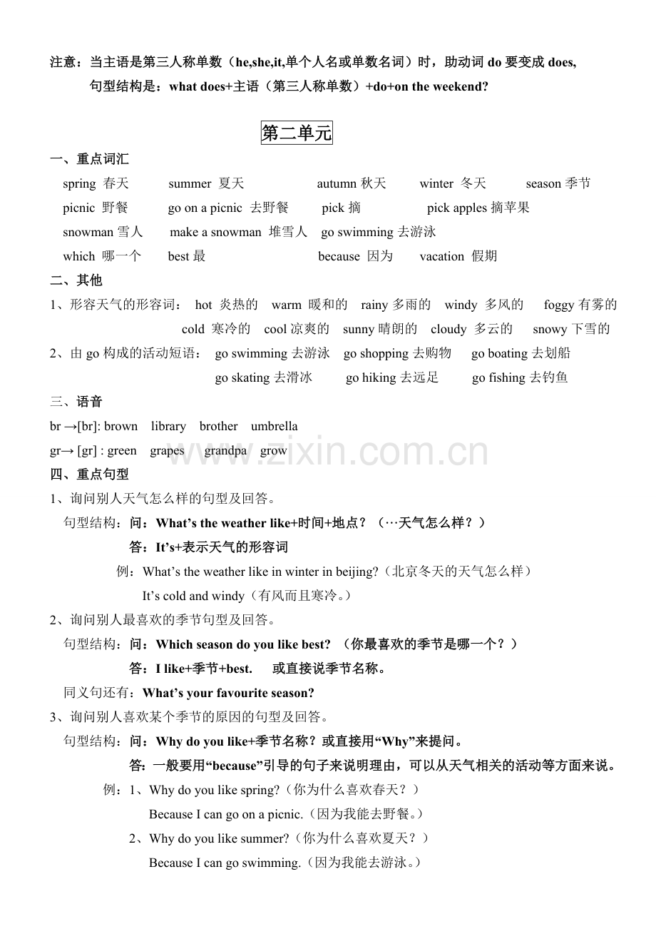 新版PEP五年级英语下册期末复习知识点归纳.doc_第2页