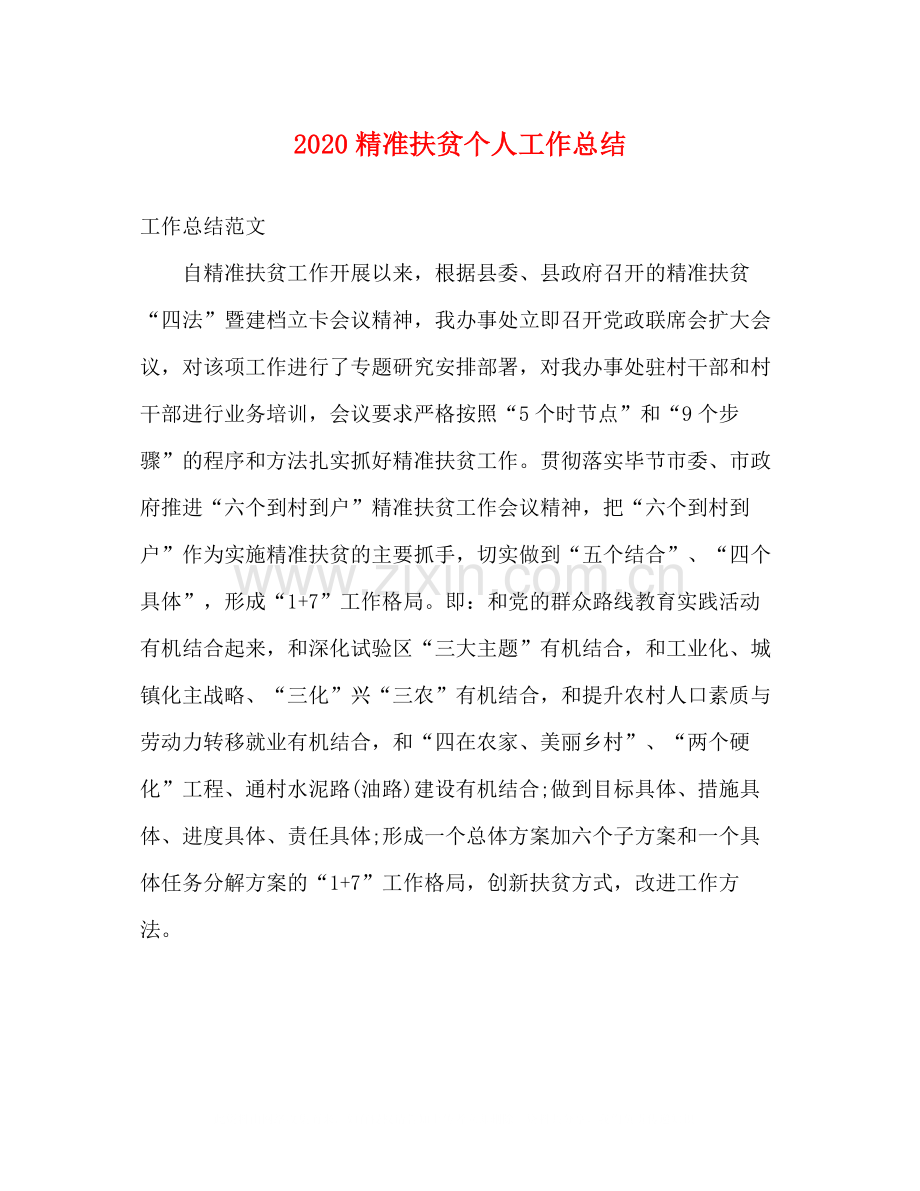 精准扶贫个人工作总结.docx_第1页