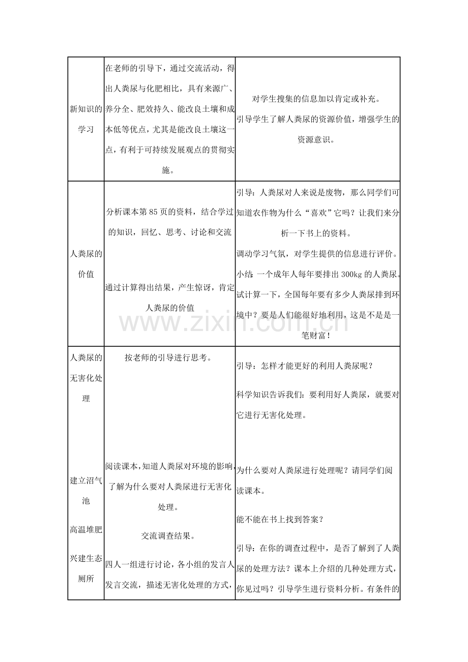 七年级生物下册：第四单元第五章第二节人粪尿的处理教学设计人教新课标版.doc_第2页