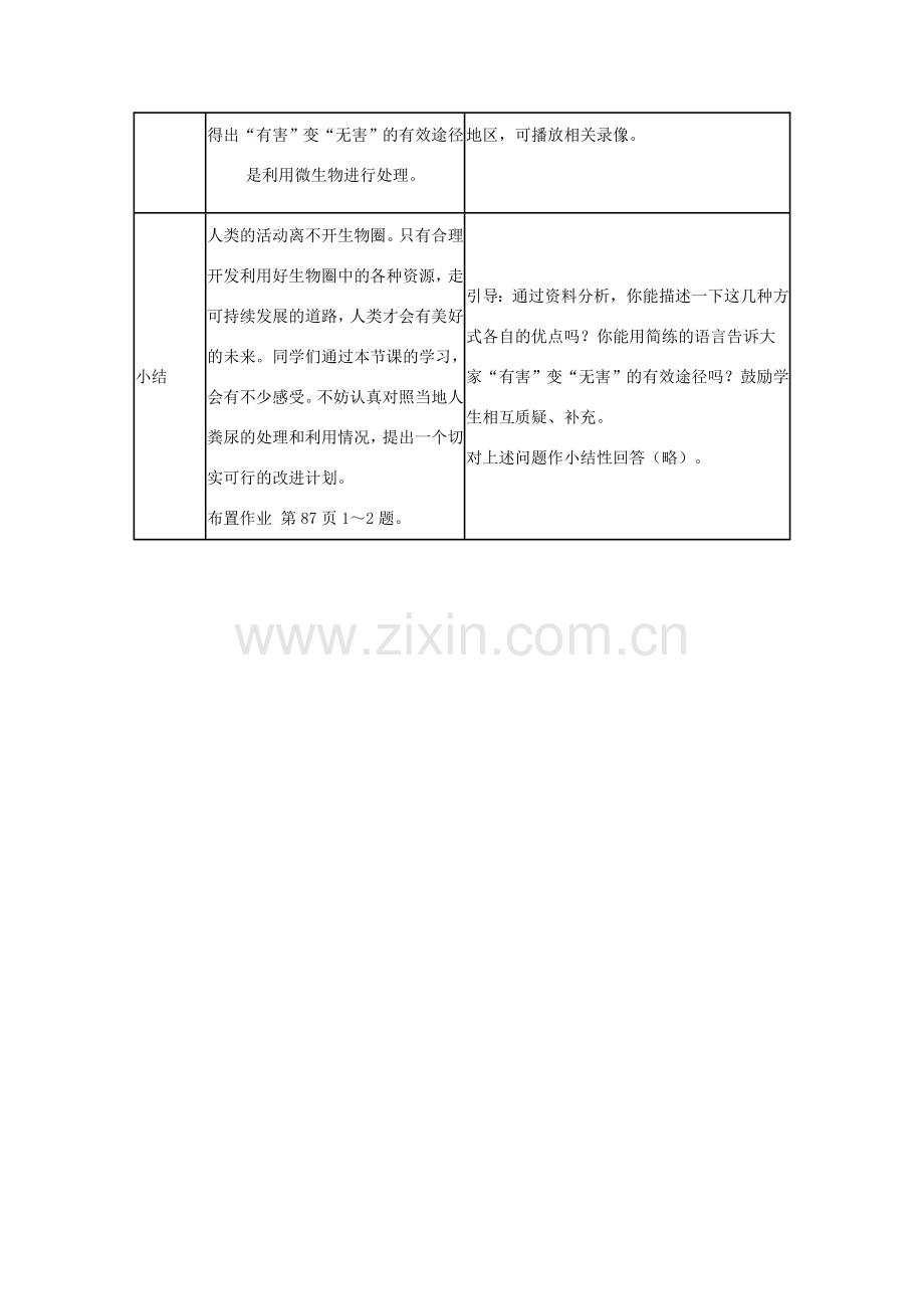 七年级生物下册：第四单元第五章第二节人粪尿的处理教学设计人教新课标版.doc_第3页