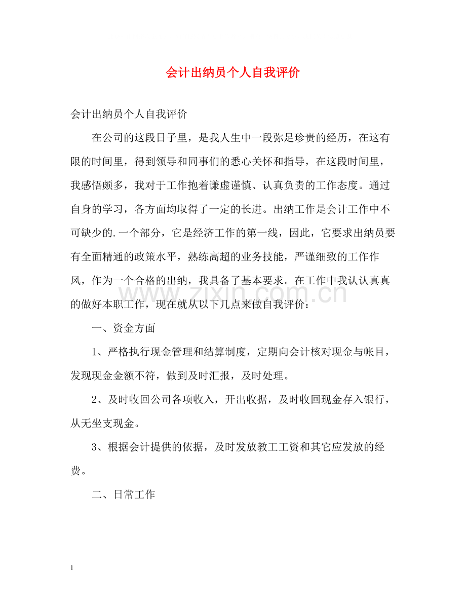 会计出纳员个人自我评价.docx_第1页