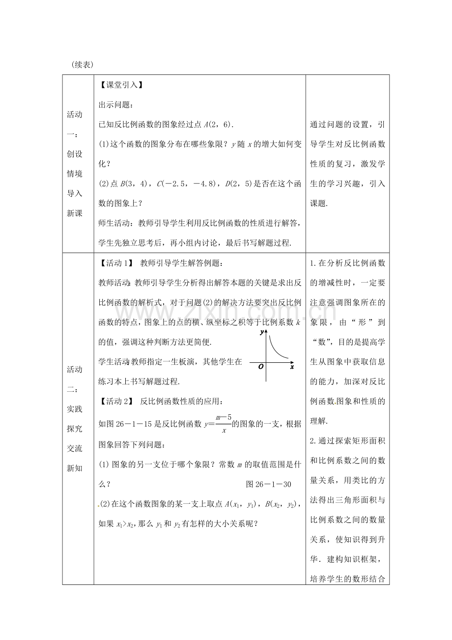 教与学 新教案九年级数学下册 26.1.2 反比例函数性质的应用（第2课时）教学设计 （新版）新人教版-（新版）新人教版初中九年级下册数学教案.doc_第3页