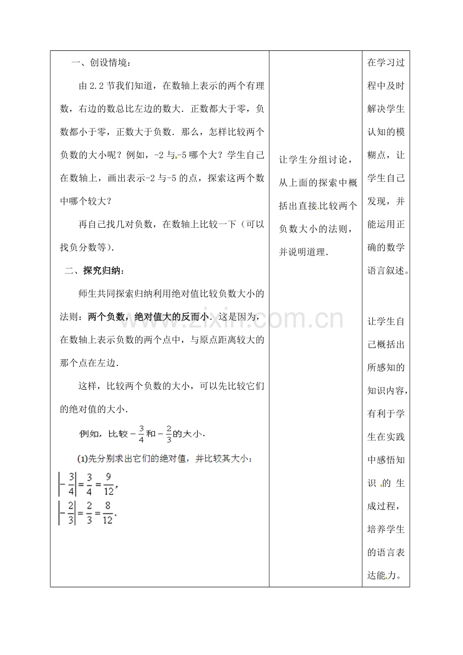 江苏省太仓市浮桥中学七年级数学上册 2.3 绝对值与相反数（第3课时）教案 苏科版.doc_第2页