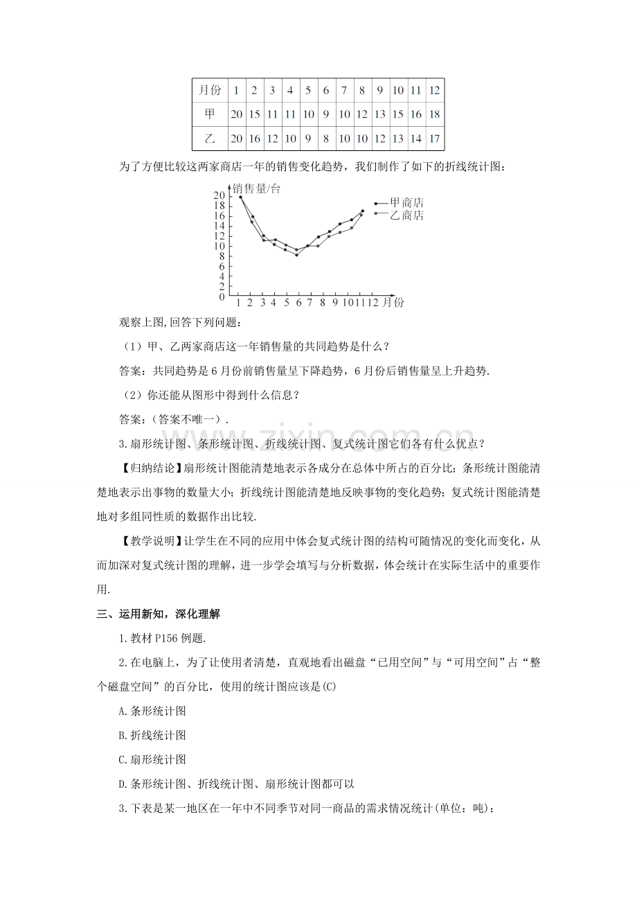 七年级数学上册 第5章 数据的收集与统计图5.2 统计图第2课时 复式统计图及统计图的选择教案（新版）湘教版-（新版）湘教版初中七年级上册数学教案.doc_第2页