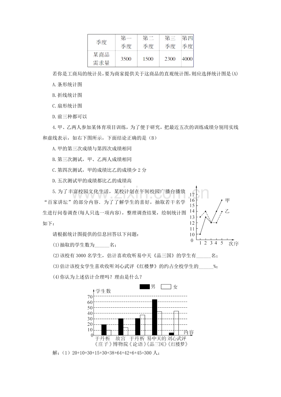 七年级数学上册 第5章 数据的收集与统计图5.2 统计图第2课时 复式统计图及统计图的选择教案（新版）湘教版-（新版）湘教版初中七年级上册数学教案.doc_第3页