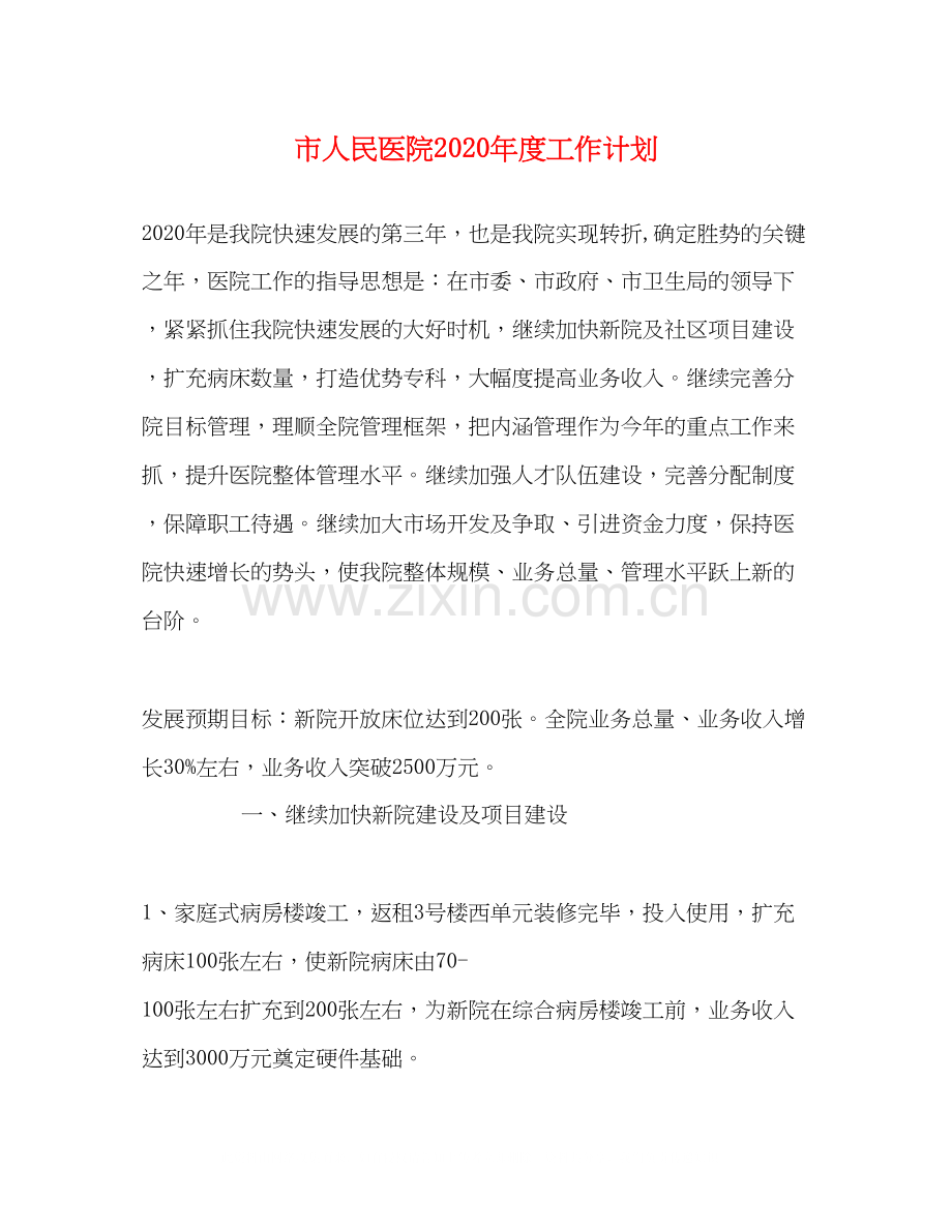 市人民医院年度工作计划.docx_第1页