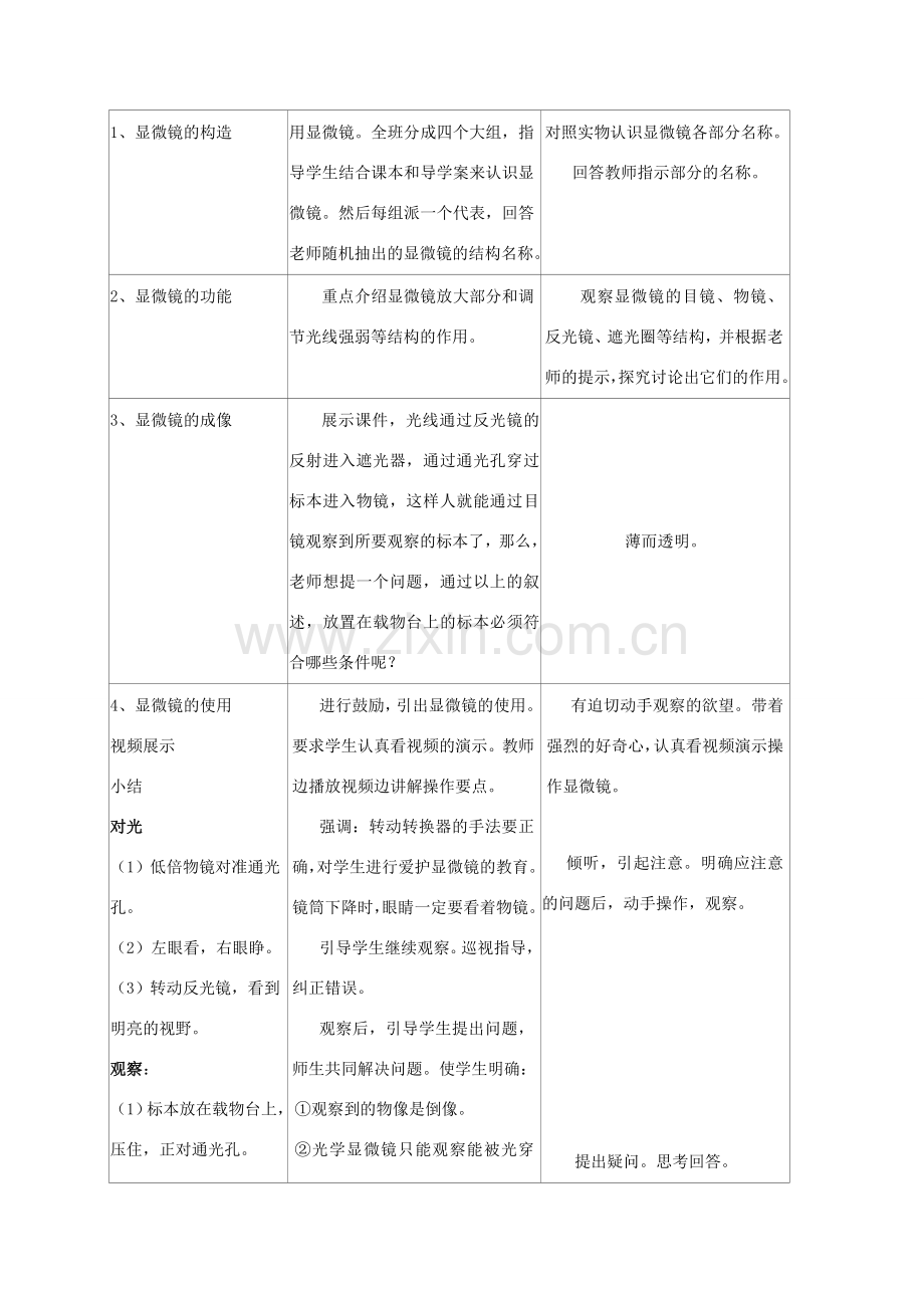 七年级生物上册 2.1.1 练习使用显微镜教学设计 （新版）新人教版.doc_第3页