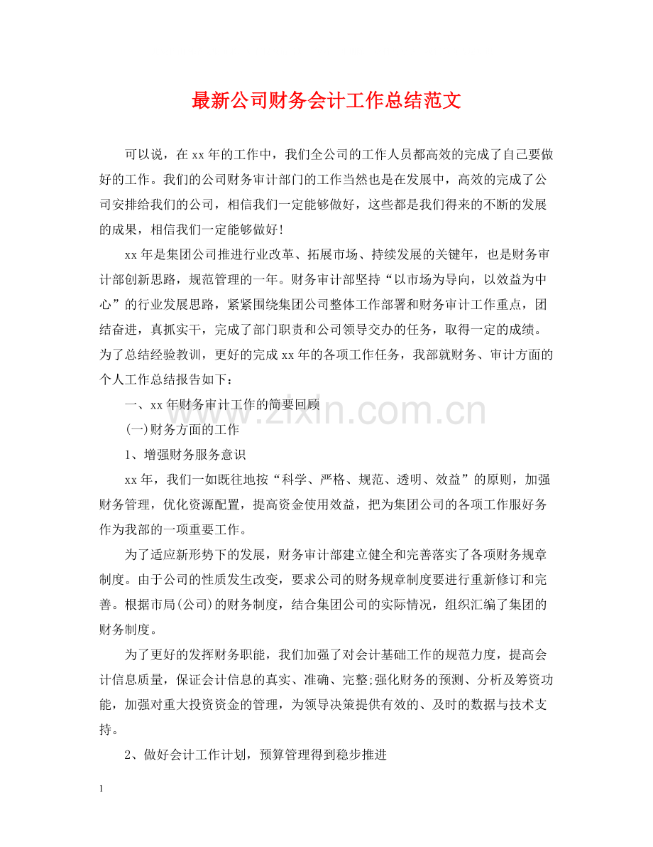 公司财务会计工作总结范文2.docx_第1页