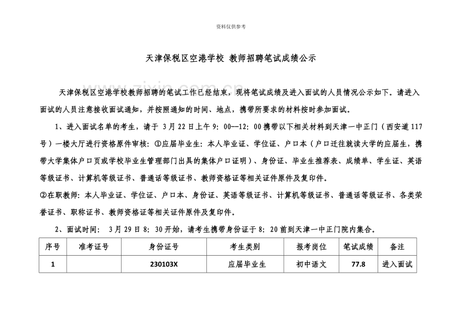 教师招聘笔试成绩公示.doc_第2页