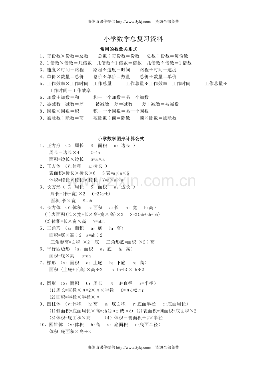 人教版小学数学总复习资料.doc_第1页