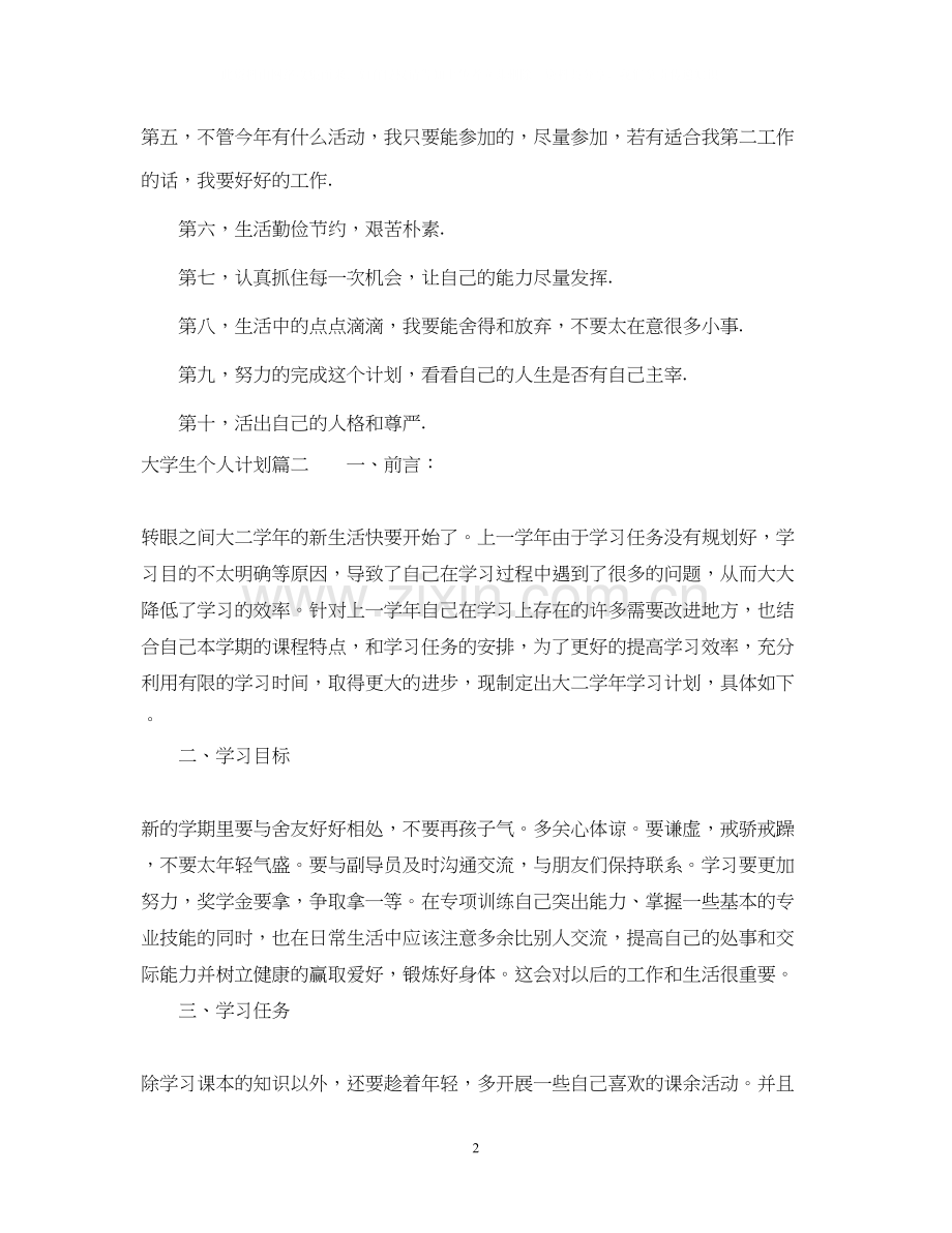 大学生个人计划书格式范文.docx_第2页