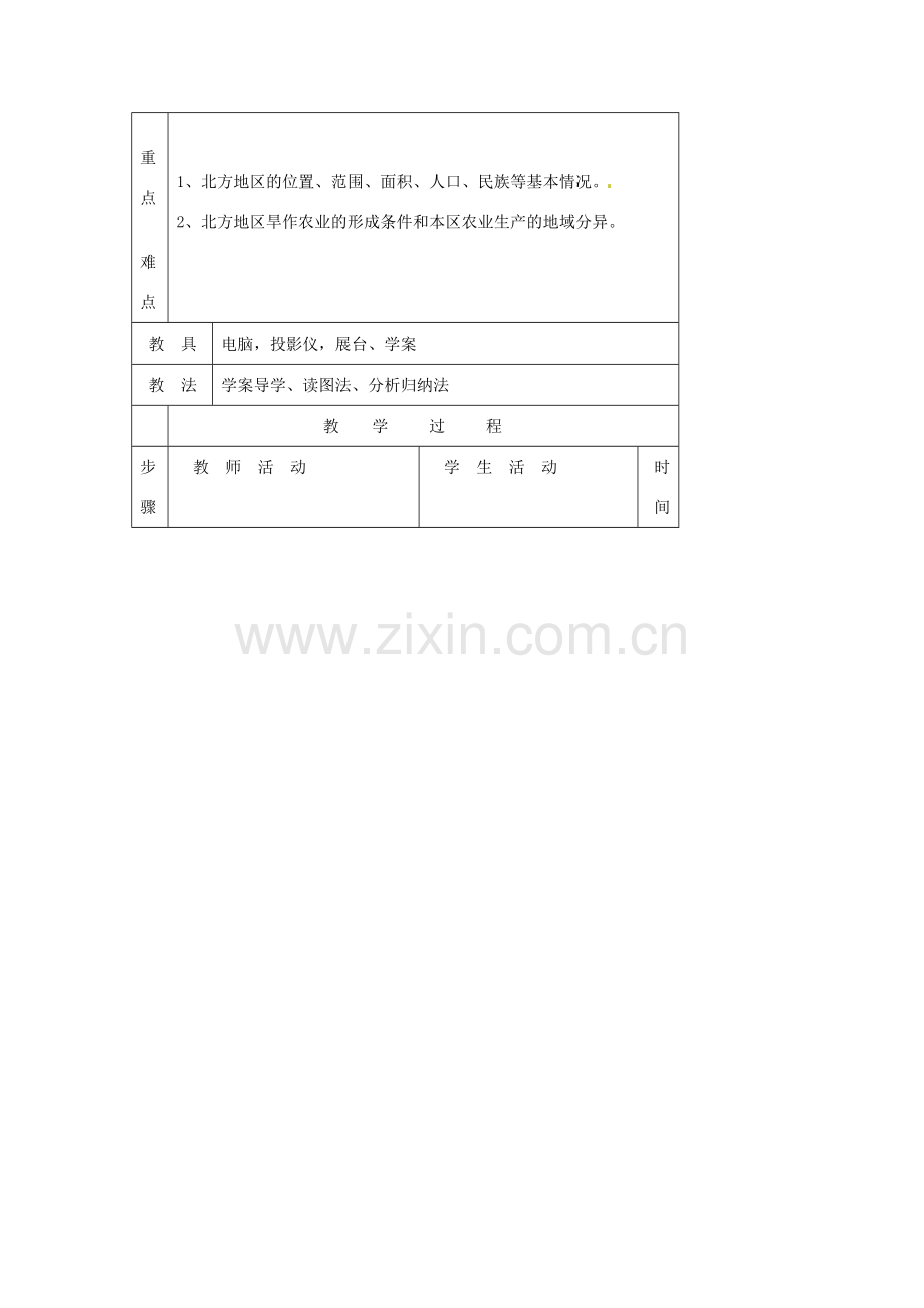 重庆市杨家坪中学八年级地理上册 《北方地区》教案 湘教版.doc_第2页