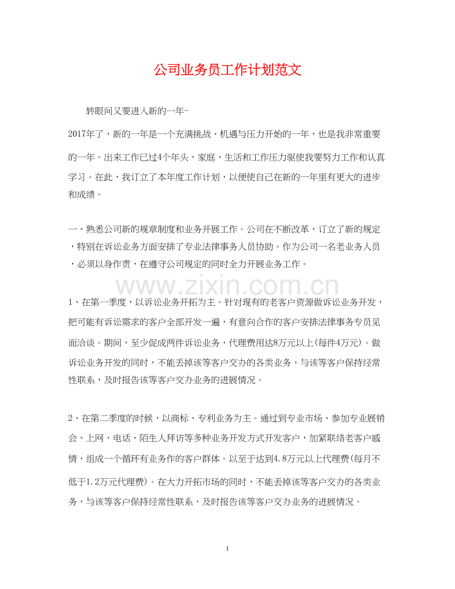 公司业务员工作计划范文22.docx_第1页